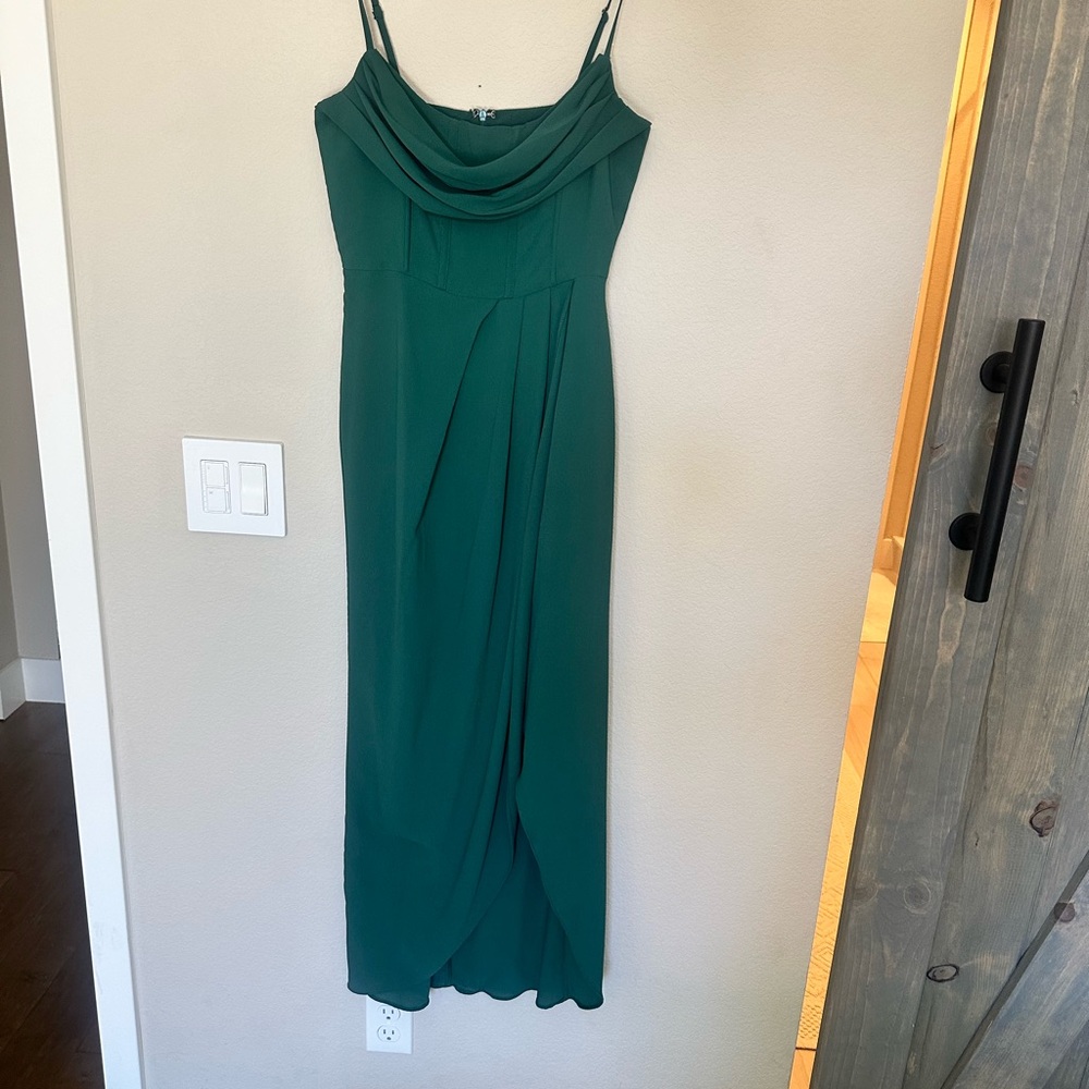 Showpo Emerald Green Draped Midi Dress